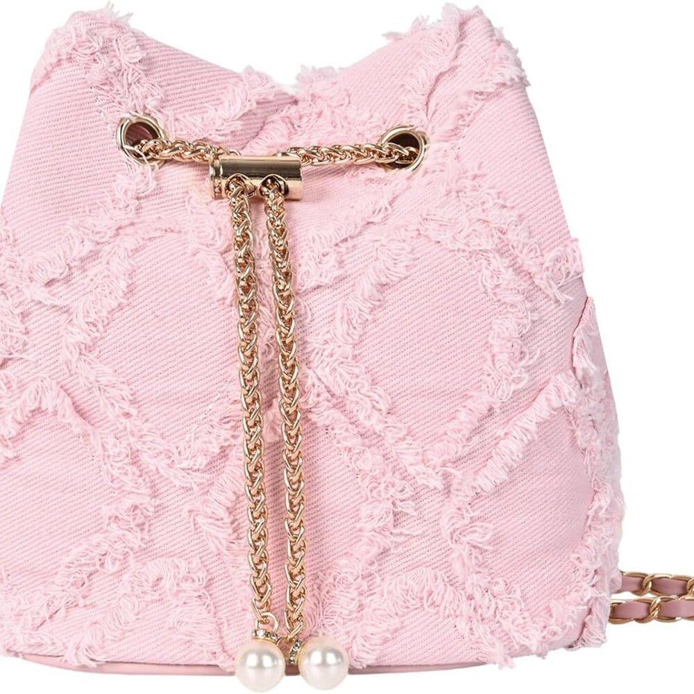 Denim Quilted Drawstring Jean Purses for Women Denim Clutch Hobo Bags Crossbody